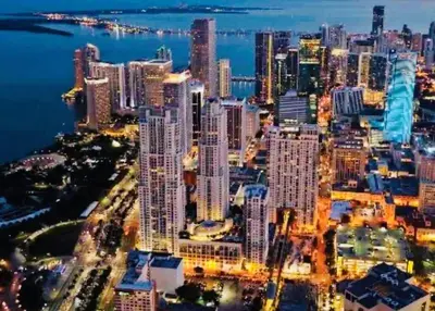 an aerial view of a city skyline at night at NEW PRIVATE STUDIO MAGIC CITY OF MIAMI, GATED PARKING in Miami