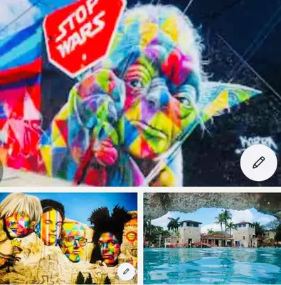 a collage of pictures with a stop sign and a pool at Home Sweet Home in Miami