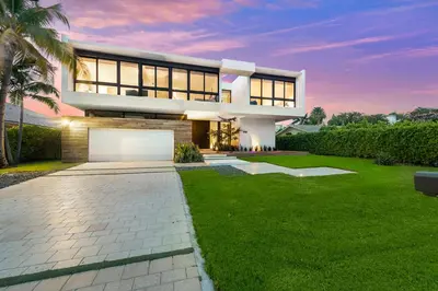 a rendering of a house with a lawn at Exquisite Modern Marvel in Golden Isles