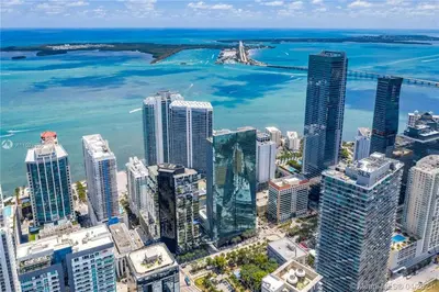 an aerial view of a city with tall buildings at 2-Story 3BD Brickell Penthouse Free Parking Heated Pool in Miami