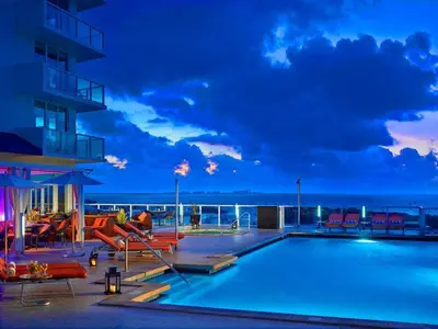 a swimming pool on top of a cruise ship at Glamorous Bay View Studio In The Heart Of Grove in Miami