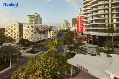 an aerial view of a city with tall buildings at MIAMI BEACH HOME NEAR THE OCEAN in Miami Beach