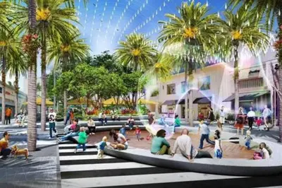 a rendering of a park with palm trees and people at APARTMENT RIGHT ON THE BEACH! in Miami Beach