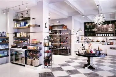 a shop with a checkered floor and a table in a room at Stunning Studio Apartment Located at the Ritz Carlton-Key Biscayne in Miami
