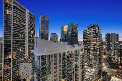 a view of a city skyline with tall buildings at Ocean front private unit in Miami