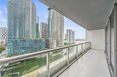a balcony with a view of a city at Luxurious Ocean View Unit Brickell W residences in Miami