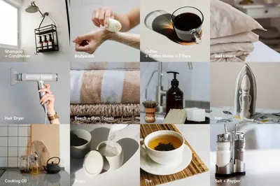 a collage of pictures of different things in a kitchen at Cozy Downtown Pad- Luxe Rooftop pool gym and more in Miami