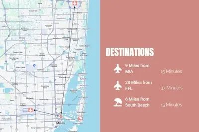 a detailed map of the united states with destinations at Cozy Downtown Pad- Luxe Rooftop pool gym and more in Miami
