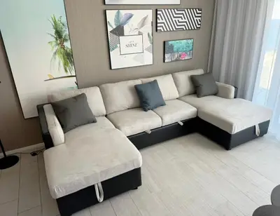 a living room with a couch and two chairs at Luxury 2 bedroom with ocean view in Hollywood