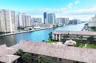 a view of a river in a city with buildings at Chill Out in This Stylish 2-Full Bed BeachWalk Studio in Hallandale Beach