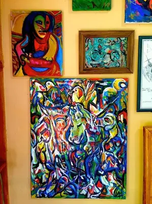 a painting of a woman on a wall at Miami Bungalow Oasis near Everglades & The Keys in Cutler Bay