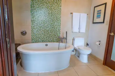 a bathroom with a large tub and a toilet at 1 Bedroom with King Bed and Roof-Top Pool and Bar C503 in Miami Beach
