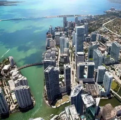 an aerial view of the city of miami at Blissful Sky Residence with Ocean and City Views in Miami