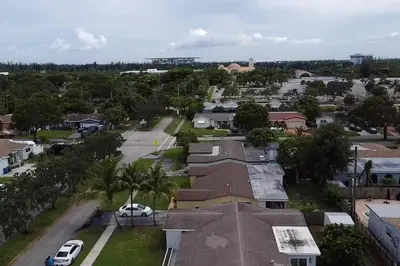 an aerial view of a town with houses and a street at Stadium Sunflower Miramar home, 3 bd, 2 ba in Miramar