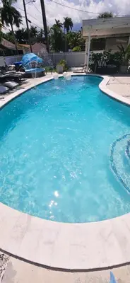 a large pool with blue water in a yard at Pool Paradise Half mile to Beach w Massive Yard! in Hollywood
