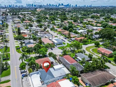 an aerial view of a suburb with a city at Miami Cozy Home! Next to Miami beach & Airport in Miami