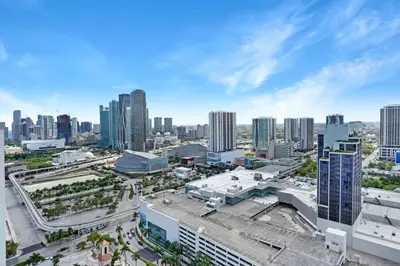 an aerial view of a city with tall buildings at Pisces Dream - Direct water views! in Miami