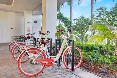 a group of bikes parked next to each other at Infinite View Balcony - Amazing Pool - Gym in Hallandale Beach