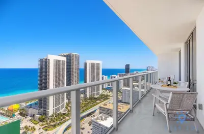 a balcony with a view of the ocean at Oceanfront Balcony Enjoy Endless Views Hot Tub in Hollywood