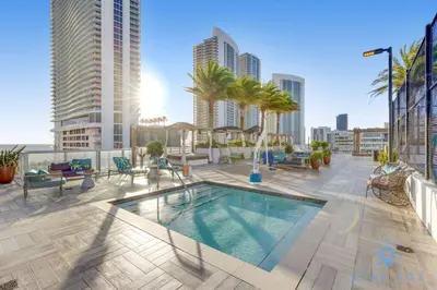a pool on the roof of a building at High Floor with Stunning View Pools Near Beach in Hollywood