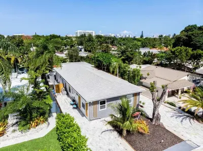 an aerial view of a house on the beach at Blue Ocean Vacation Home 2 in Fort Lauderdale