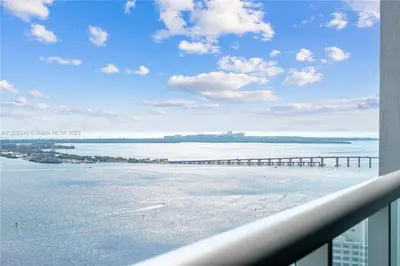a view of the ocean and a pier from a building at Icon Luxury 34th Floor Amazing Oceanview, Brickell in Miami
