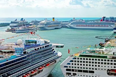 a group of cruise ships in a harbor at Blue Ocean Vacation Home 1 in Fort Lauderdale