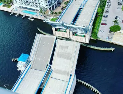 an aerial view of a bridge over a body of water at Seaside Style in Miami, Modern Comfort & Full Kitchen -A in Hallandale Beach