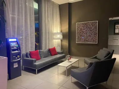 a living room with a couch and two chairs at Chic Studio in Miami Sleeps 4, Full Bath, Great Vibe in Hallandale Beach
