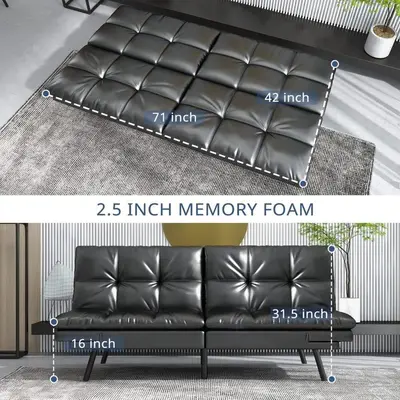 a black leather couch in a living room at Hallandale Mins From Beach & Aventura Mall Hn01 in Hallandale Beach
