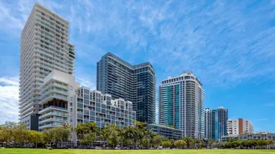 a city skyline with tall buildings in a city at Beach vibes 2 bedrooms house in Miami