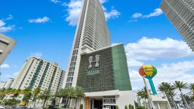 a tall building with a hot air balloon in front of it at 18th Floor Ocean Views Pool Beach Fitness in Hallandale Beach