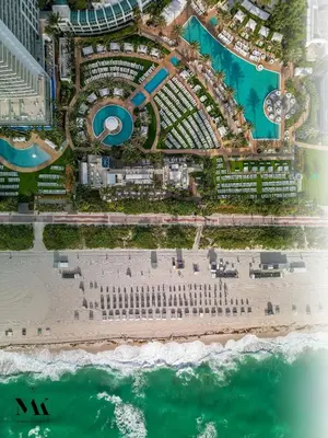 an aerial view of the cruise ship anthem of the seas at FontaineBleau Resort Balcony w Pool & Ocean View in Miami Beach