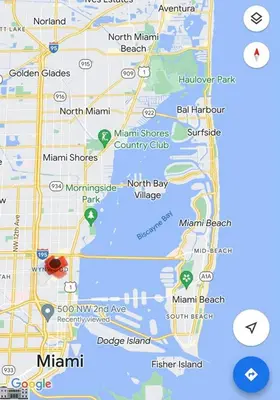 a map of north main beach and main harbor at Nice 2 Twin bedroom - Best central location in Miami - Luggage storage, parking and Laundry for free!!!! in Miami