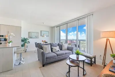 a living room with a couch and a table at Breathtaking 35th Floor 1 BDR in Hyde Beach House in Hollywood