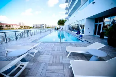a swimming pool on the side of a building at Breathtaking 35th Floor 1 BDR in Hyde Beach House in Hollywood
