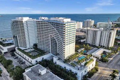 an aerial view of a large building near the ocean at WVR Vacation Residences 602 in Fort Lauderdale