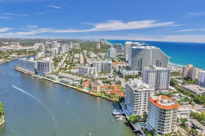 an aerial view of a city next to the ocean at Fort Lauderdale Yacht & Beach Club 412 in Fort Lauderdale