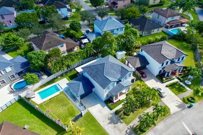 an overhead view of a house in a suburb at Miami Getaway Heated Pool Villa with Mini Golf & BBQ in Miami