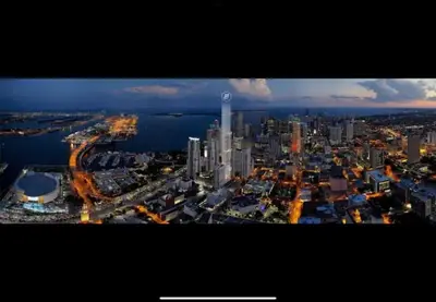 an aerial view of a city at night at Breathtaking studio in the Heart Miami in Miami