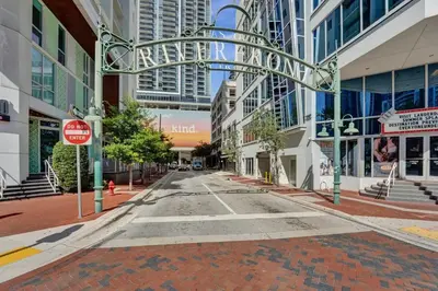 an empty street in a city with a do not enter sign at Rustic Retreats Cozy 1BR For 4 Guests In The Heart Of Fort Lauderdale in Fort Lauderdale