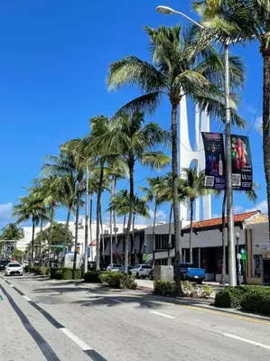 a street with palm trees on the side of a road at South Beach Escape in Miami Beach