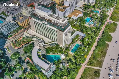 an overhead view of a hotel in a city at High-End remodeled apartment, On the Beach in Miami Beach