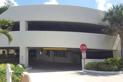 a stop sign in front of a building at Apartment on the beach Tides Hollywood Beach 5th floor U in Hollywood