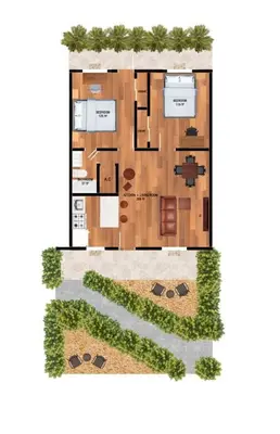 a floor plan of a house at Musicians Lounge - 2 BR with parking asssigned in Fort Lauderdale