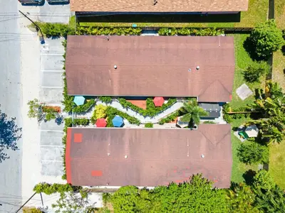 an overhead view of roofs of a house at The Yellow Submarine @Sailboat Bend in Fort Lauderdale