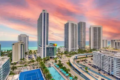 a view of a city skyline with tall buildings at Oceanfront Oasis, Luxury, Sunrise Views, Resort in Hollywood