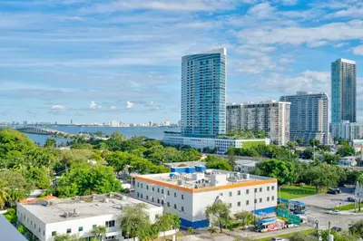 an aerial view of a city with tall buildings at 3900-902CH DESIGN DISTRICT, CONDO 2 BEDROOMS & 2 BATHROOMS in Miami