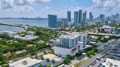 an aerial view of a city with tall buildings at 3900-504MQ DESIGN DISTRICT, CONDO 1 BEDROOM & 1 BATHROOM in Miami