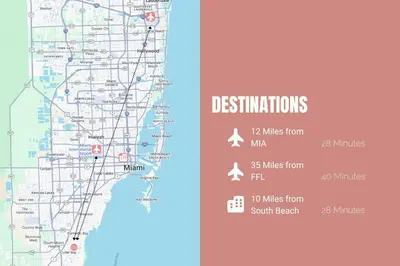 a map of the united states with destinations at Hidden Garden: A Serene Miami Escape in Cutler Bay